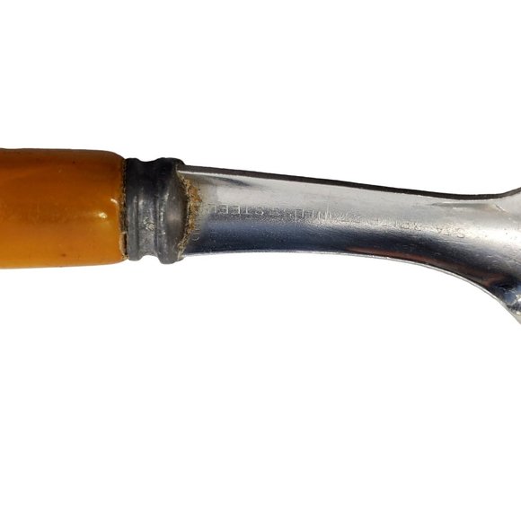 Sta-Brite Bakelite & Stainless Steel Flatware Butterscotch 10 pieces Vintage - Picture 7 of 7